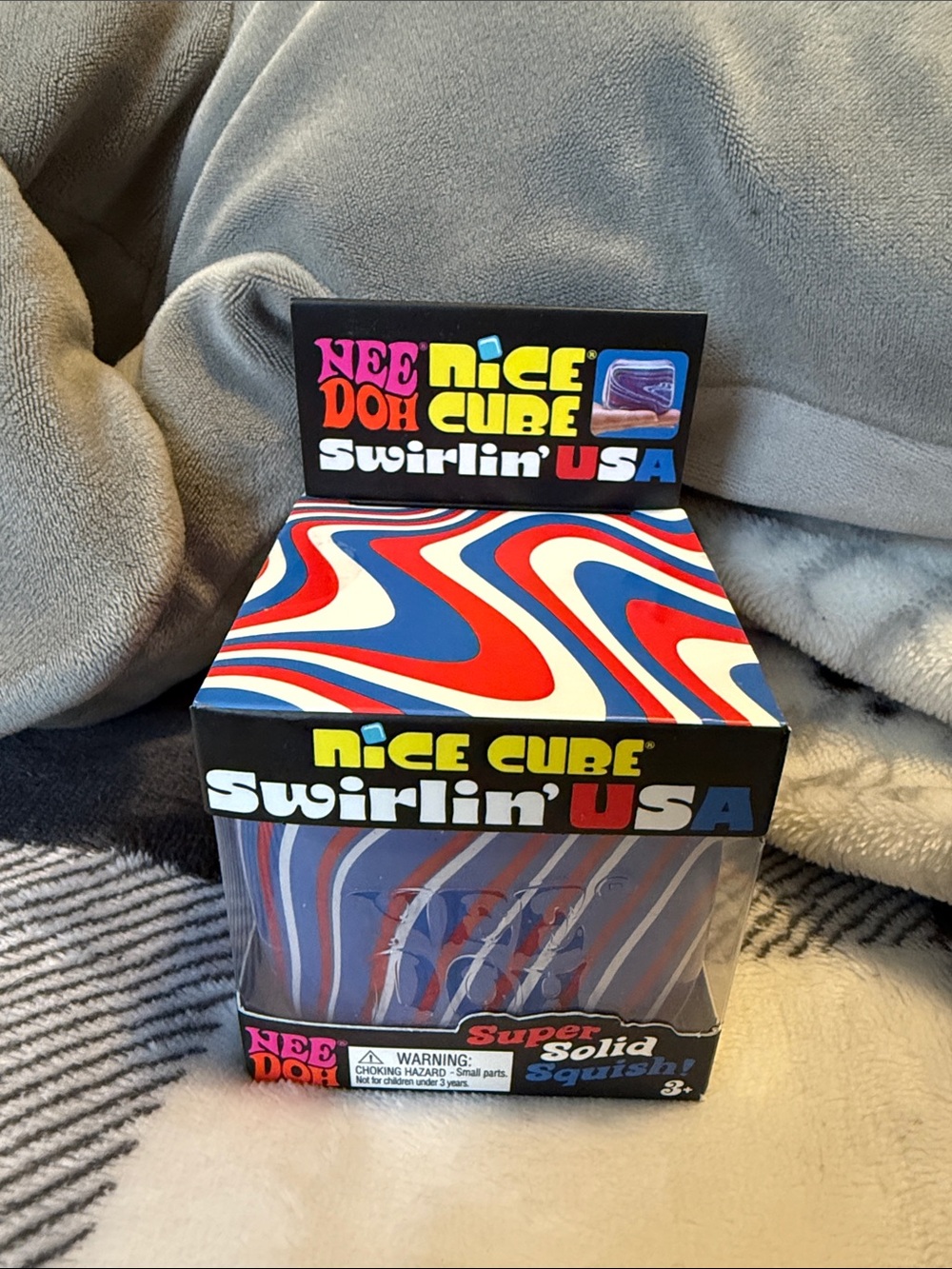 NeeDoh Swirlin' USA Nice Cube – Red, White & Blue Squishy Fidget